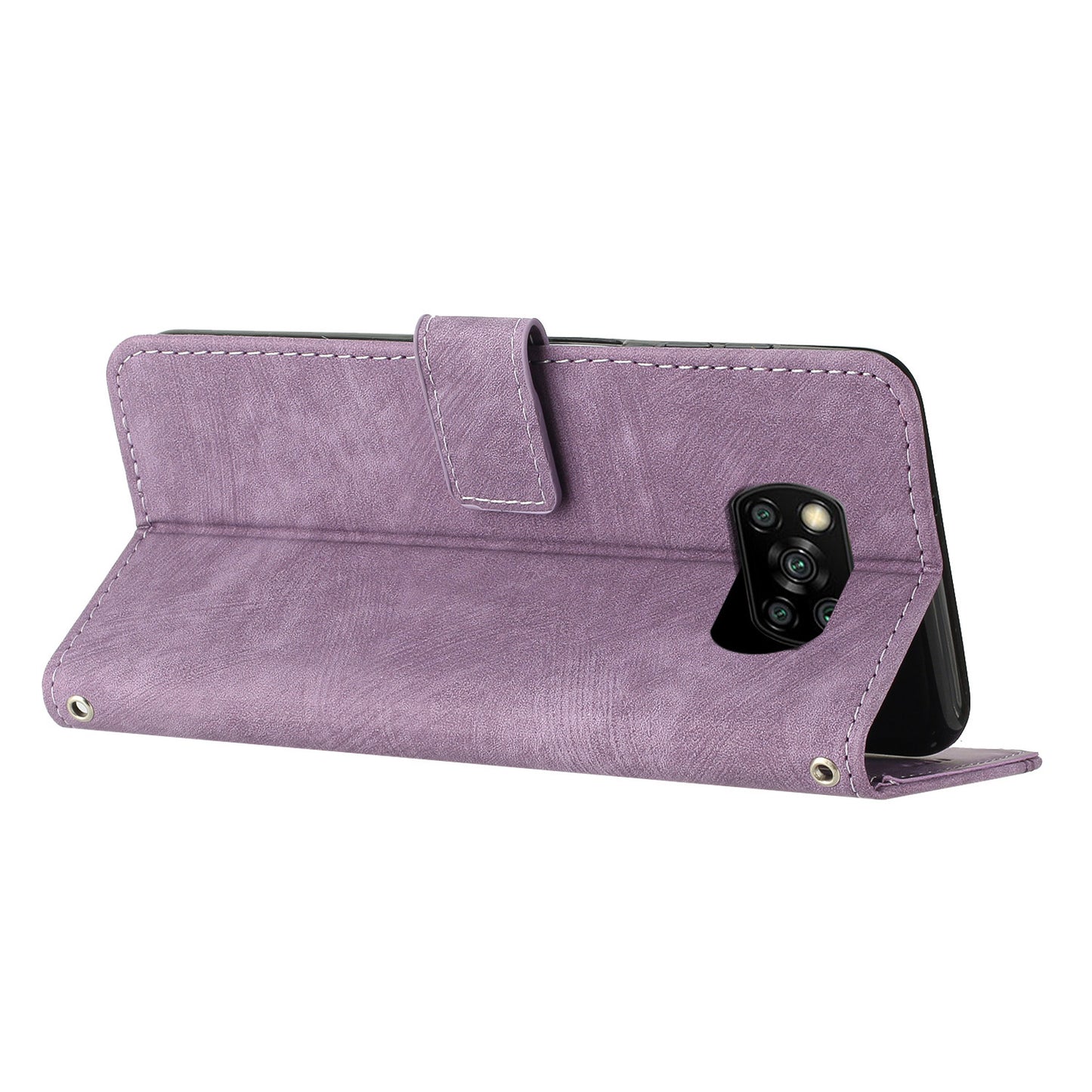 For Xiaomi Poco X3 NFC / X3 / X3 Pro Skin-touch Lines Imprinted Phone Case Flip Stand Leather Wallet Cover