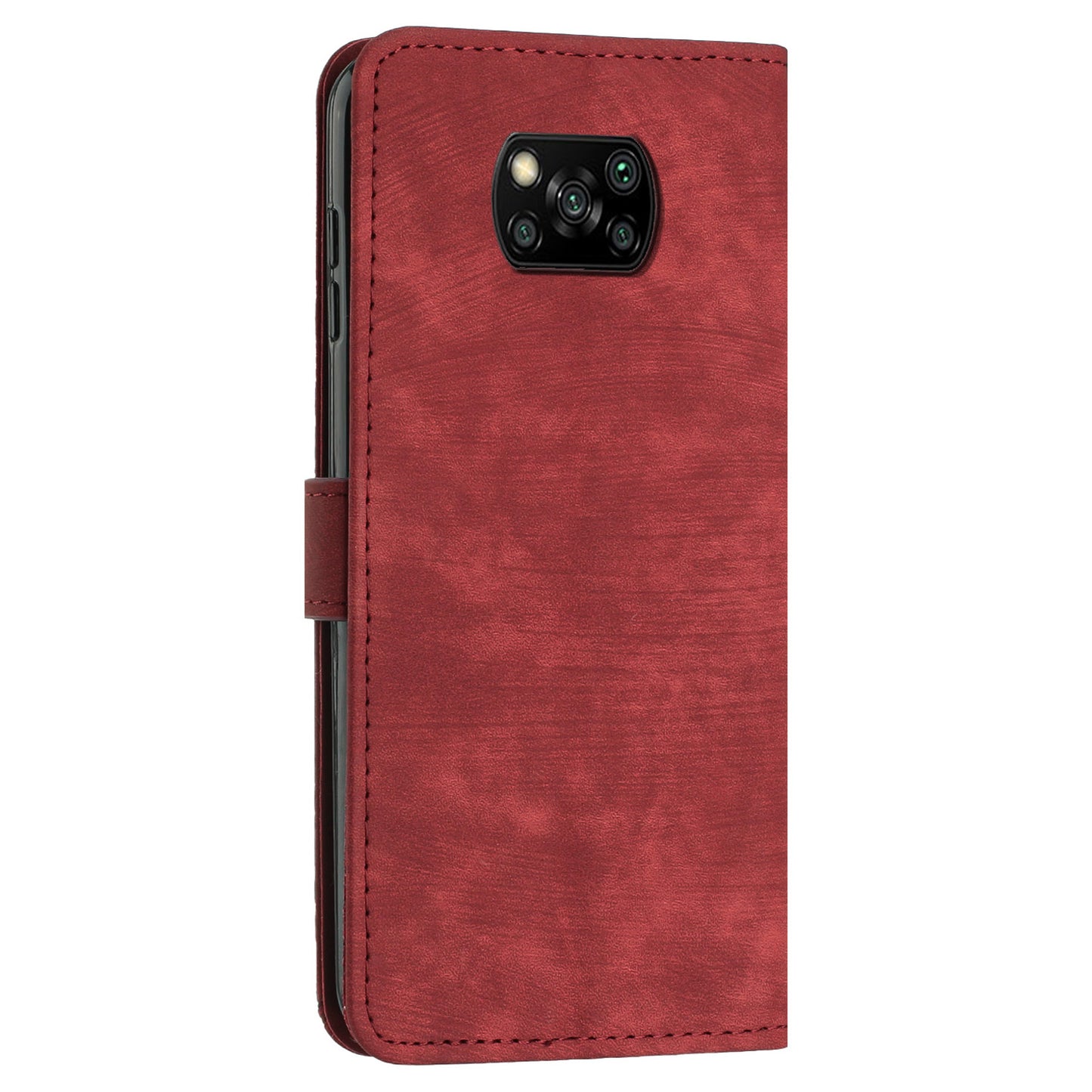 Wallet Phone Case for Xiaomi Poco X3 / X3 NFC / X3 Pro , PU Leather Lines Imprinted Flip Stand Phone Cover