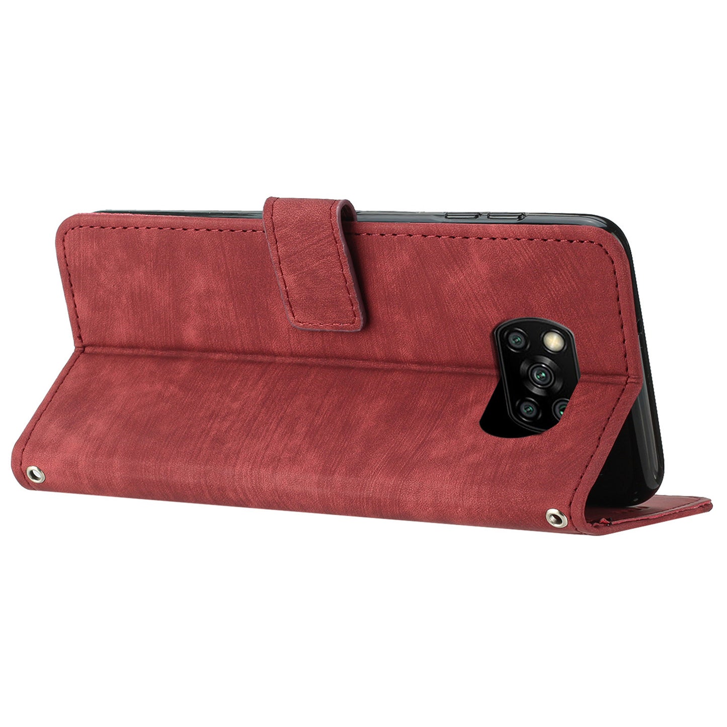 Wallet Phone Case for Xiaomi Poco X3 / X3 NFC / X3 Pro , PU Leather Lines Imprinted Flip Stand Phone Cover