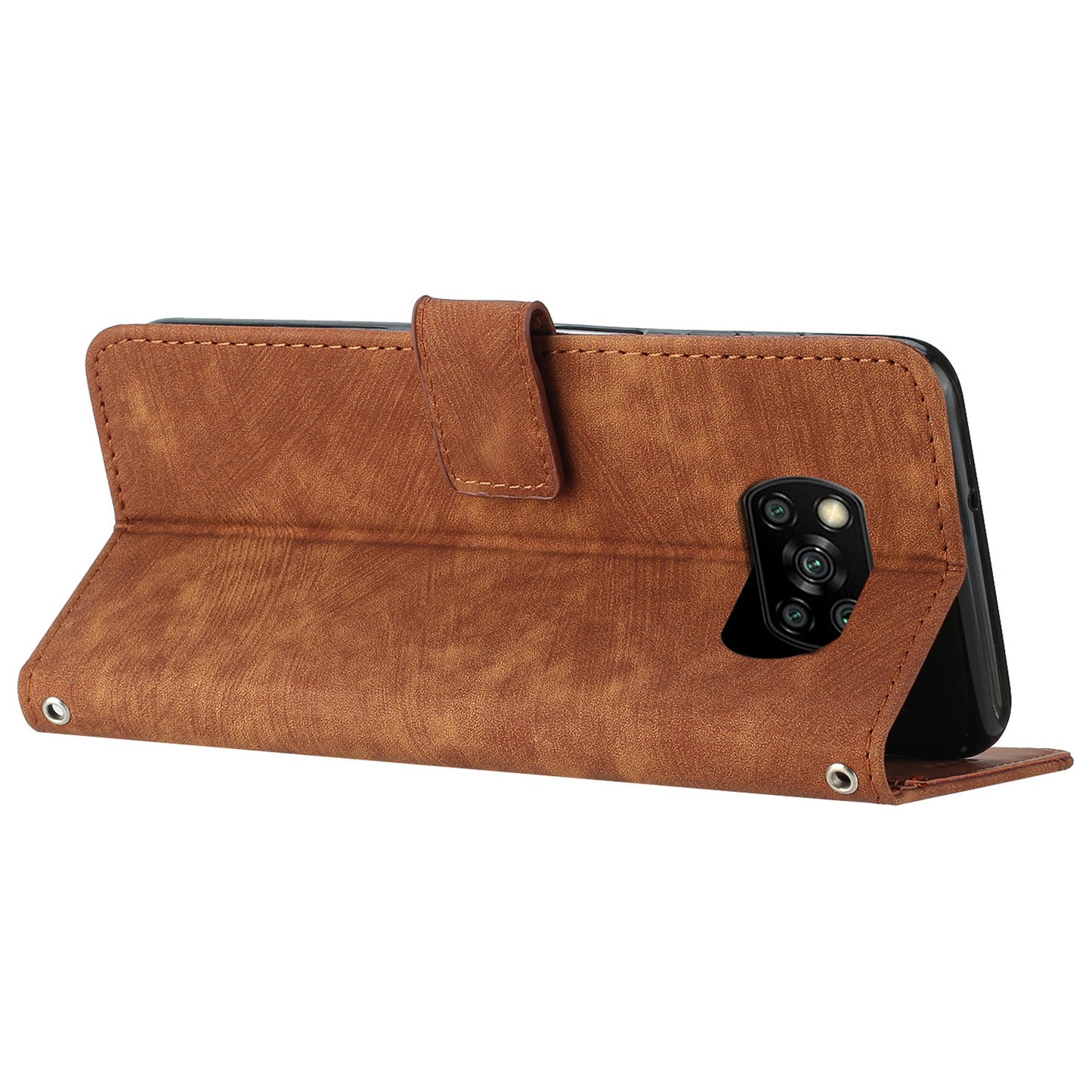 Wallet Phone Case for Xiaomi Poco X3 / X3 NFC / X3 Pro , PU Leather Lines Imprinted Flip Stand Phone Cover