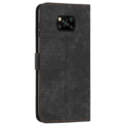 Wallet Phone Case for Xiaomi Poco X3 / X3 NFC / X3 Pro , PU Leather Lines Imprinted Flip Stand Phone Cover