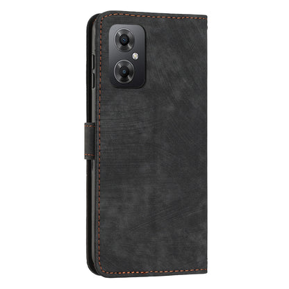 For Xiaomi Poco M4 5G / M5 4G Leather Wallet Anti-drop Cover Skin-touch Lines Imprinted Flip Stand Phone Case