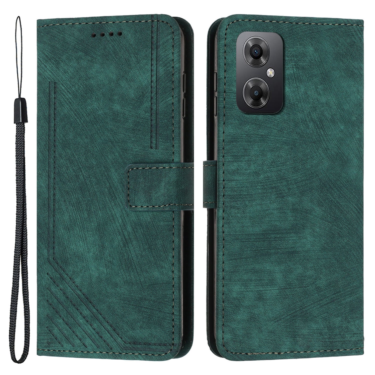 For Xiaomi Poco M4 5G / M5 4G Leather Wallet Anti-drop Cover Skin-touch Lines Imprinted Flip Stand Phone Case