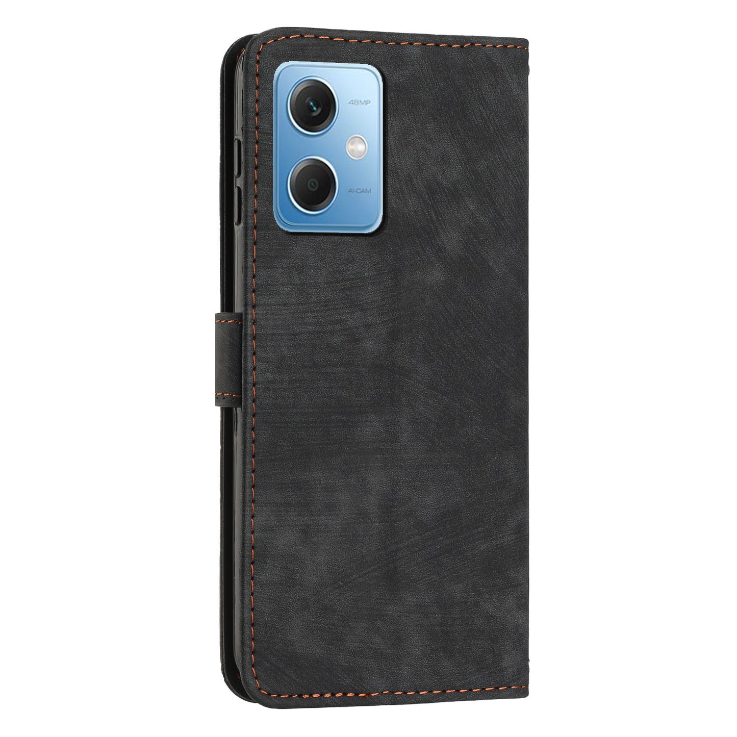 For Xiaomi Poco X5 5G / Redmi Note 12 5G (China) / (Global) / (India) Lines Imprinted Leather Wallet Cover Skin-touch Phone Case with Stand