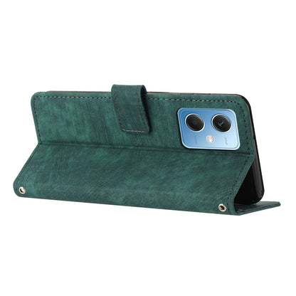 For Xiaomi Poco X5 5G / Redmi Note 12 5G (China) / (Global) / (India) Lines Imprinted Leather Wallet Cover Skin-touch Phone Case with Stand