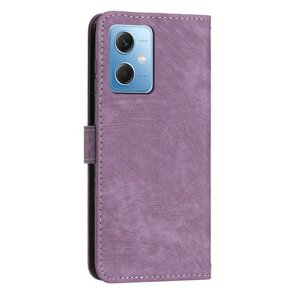 For Xiaomi Poco X5 5G / Redmi Note 12 5G (China) / (Global) / (India) Lines Imprinted Leather Wallet Cover Skin-touch Phone Case with Stand