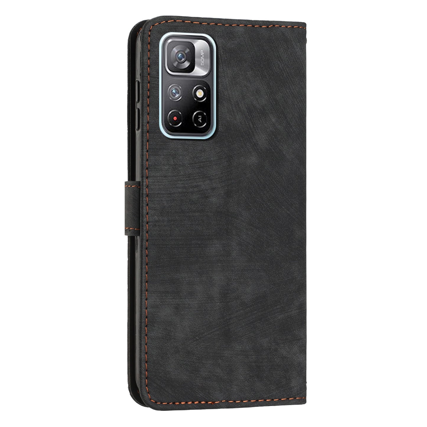 For Xiaomi Poco M4 Pro 5G / Redmi Note 11 5G (China) (MediaTek) / Note 11S 5G / Note 11T 5G Leather Wallet Stand Cover Lines Imprint Phone Case