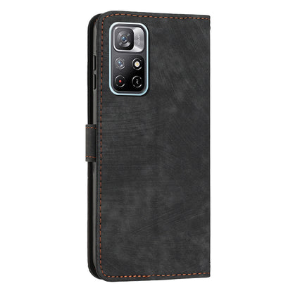 For Xiaomi Poco M4 Pro 5G / Redmi Note 11 5G (China) (MediaTek) / Note 11S 5G / Note 11T 5G Leather Wallet Stand Cover Lines Imprint Phone Case