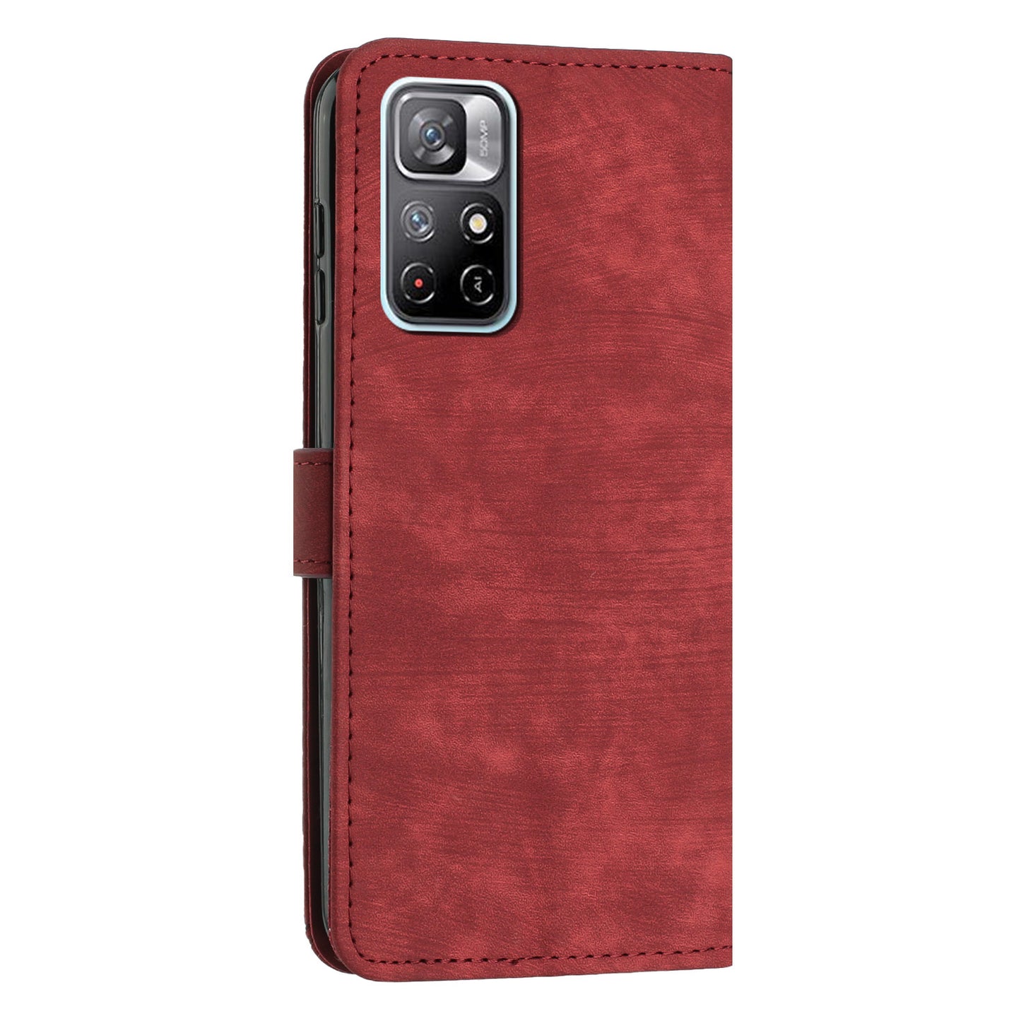 For Xiaomi Poco M4 Pro 5G / Redmi Note 11 5G (China) (MediaTek) / Note 11S 5G / Note 11T 5G Leather Wallet Stand Cover Lines Imprint Phone Case