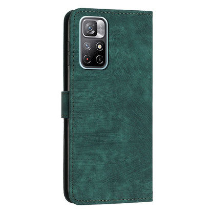 For Xiaomi Poco M4 Pro 5G / Redmi Note 11 5G (China) (MediaTek) / Note 11S 5G / Note 11T 5G Leather Wallet Stand Cover Lines Imprint Phone Case