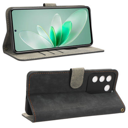 For vivo S16e 5G / V27e 4G PU Leather Phone Case Stand RFID Blocking Flip Wallet Cover with Strap