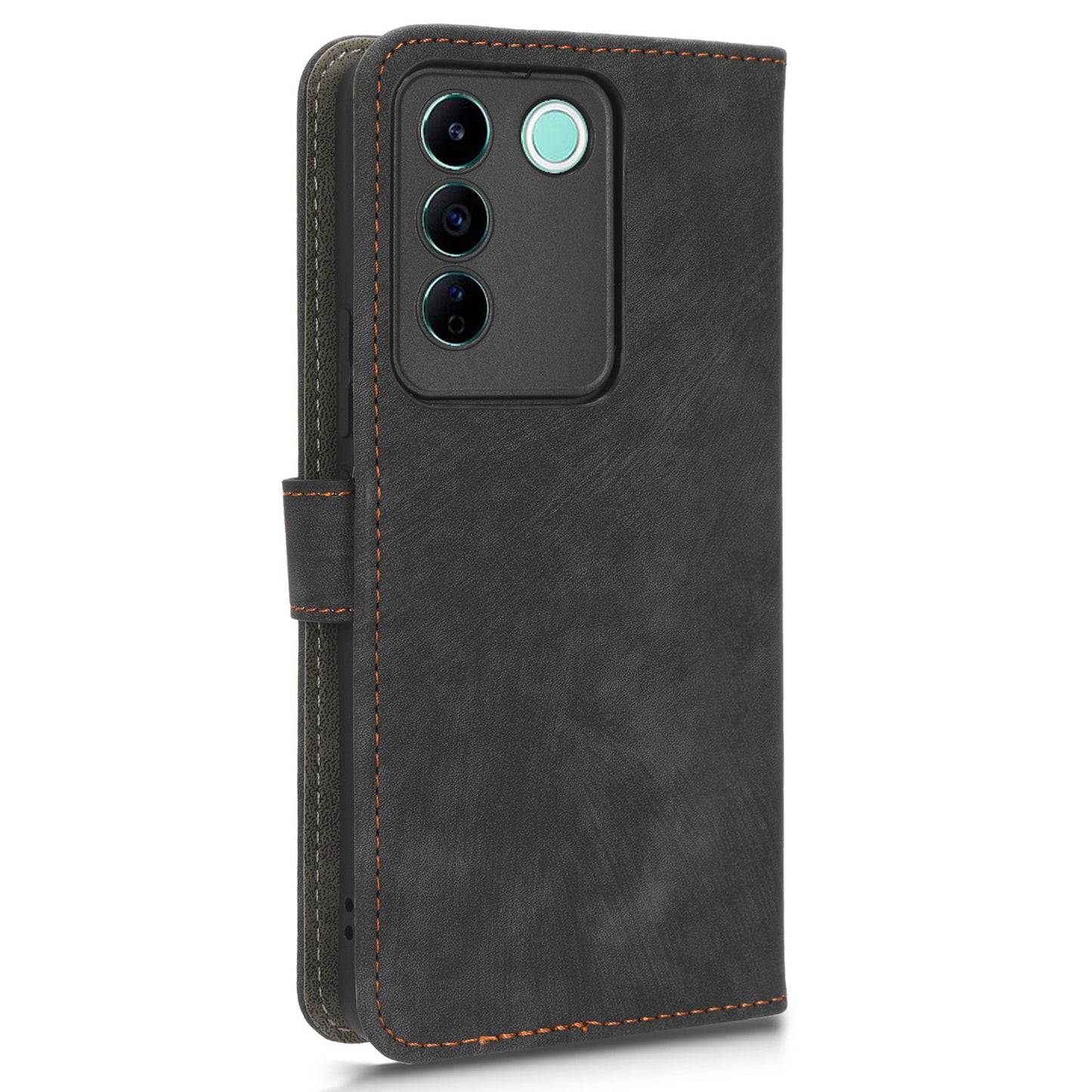 For vivo S16e 5G / V27e 4G PU Leather Phone Case Stand RFID Blocking Flip Wallet Cover with Strap