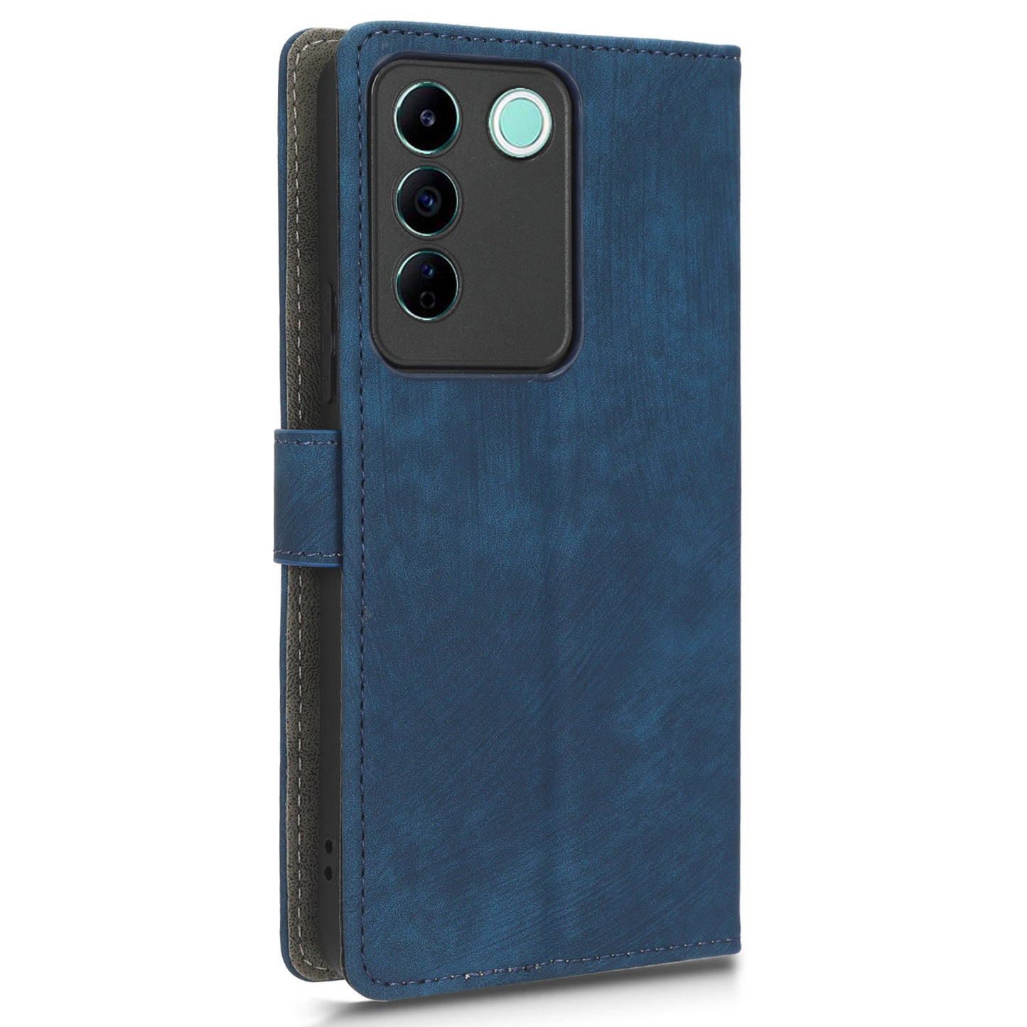 For vivo S16e 5G / V27e 4G PU Leather Phone Case Stand RFID Blocking Flip Wallet Cover with Strap
