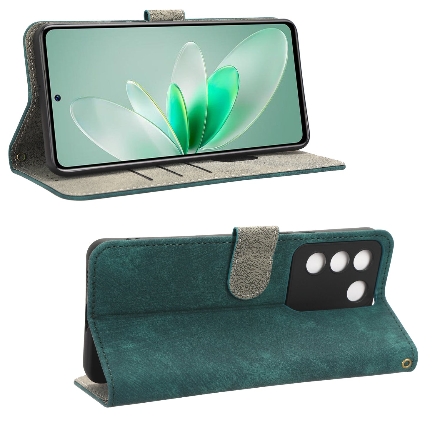 For vivo S16e 5G / V27e 4G PU Leather Phone Case Stand RFID Blocking Flip Wallet Cover with Strap