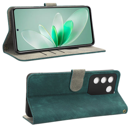 For vivo S16e 5G / V27e 4G PU Leather Phone Case Stand RFID Blocking Flip Wallet Cover with Strap