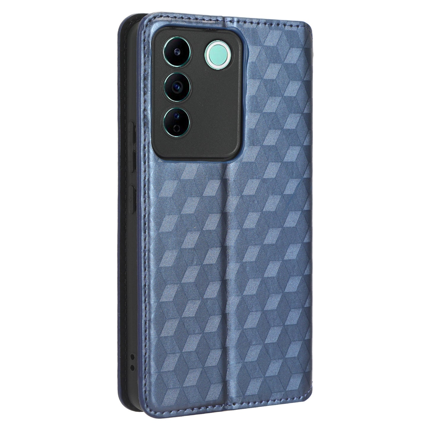 For vivo S16e 5G / V27e 4G PU Leather Phone Case Rhombus Pattern Imprinted Stand Wallet Flip Cover