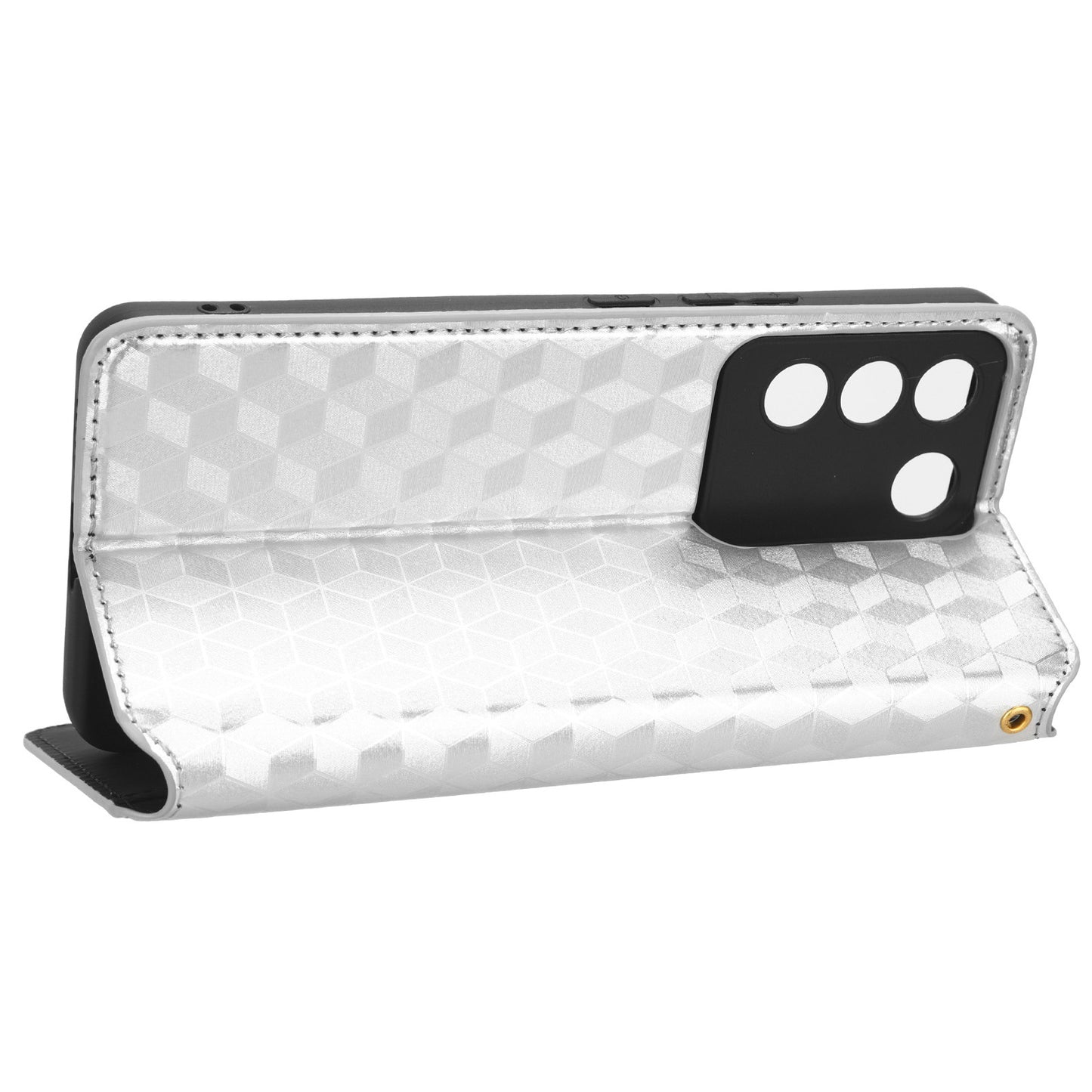 For vivo S16e 5G / V27e 4G PU Leather Phone Case Rhombus Pattern Imprinted Stand Wallet Flip Cover