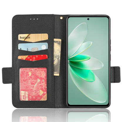For vivo S16e 5G / V27e 4G Wallet Flip Case PU Leather Litchi Texture Stand Phone Cover with Strap