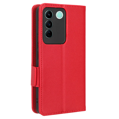 For vivo S16e 5G / V27e 4G Wallet Flip Case PU Leather Litchi Texture Stand Phone Cover with Strap