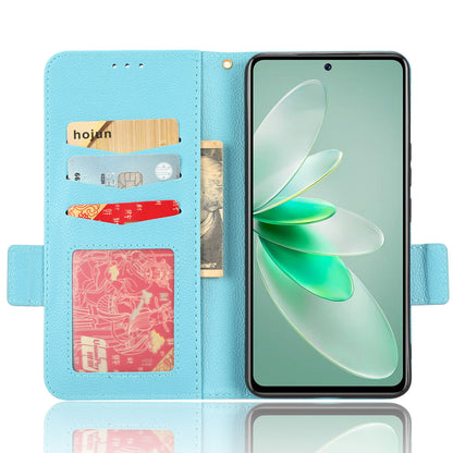 For vivo S16e 5G / V27e 4G Wallet Flip Case PU Leather Litchi Texture Stand Phone Cover with Strap