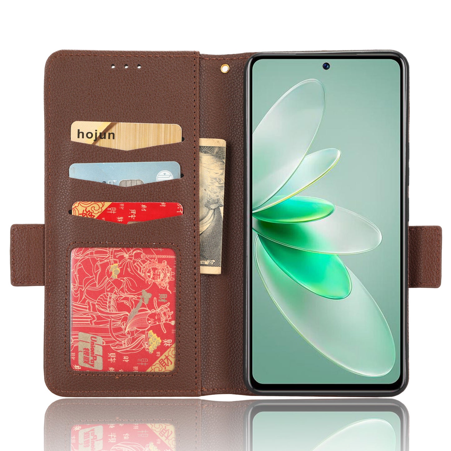 For vivo S16e 5G / V27e 4G Wallet Flip Case PU Leather Litchi Texture Stand Phone Cover with Strap