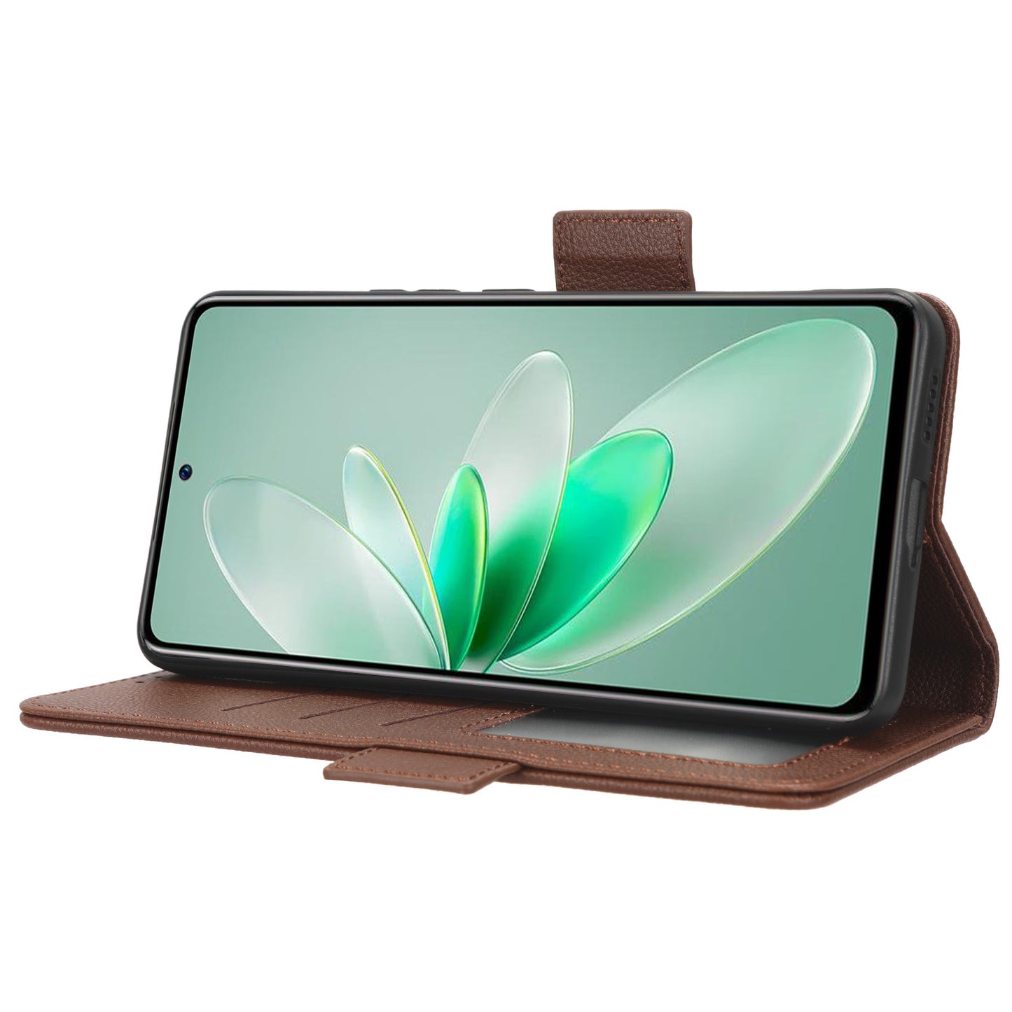 For vivo S16e 5G / V27e 4G Wallet Flip Case PU Leather Litchi Texture Stand Phone Cover with Strap