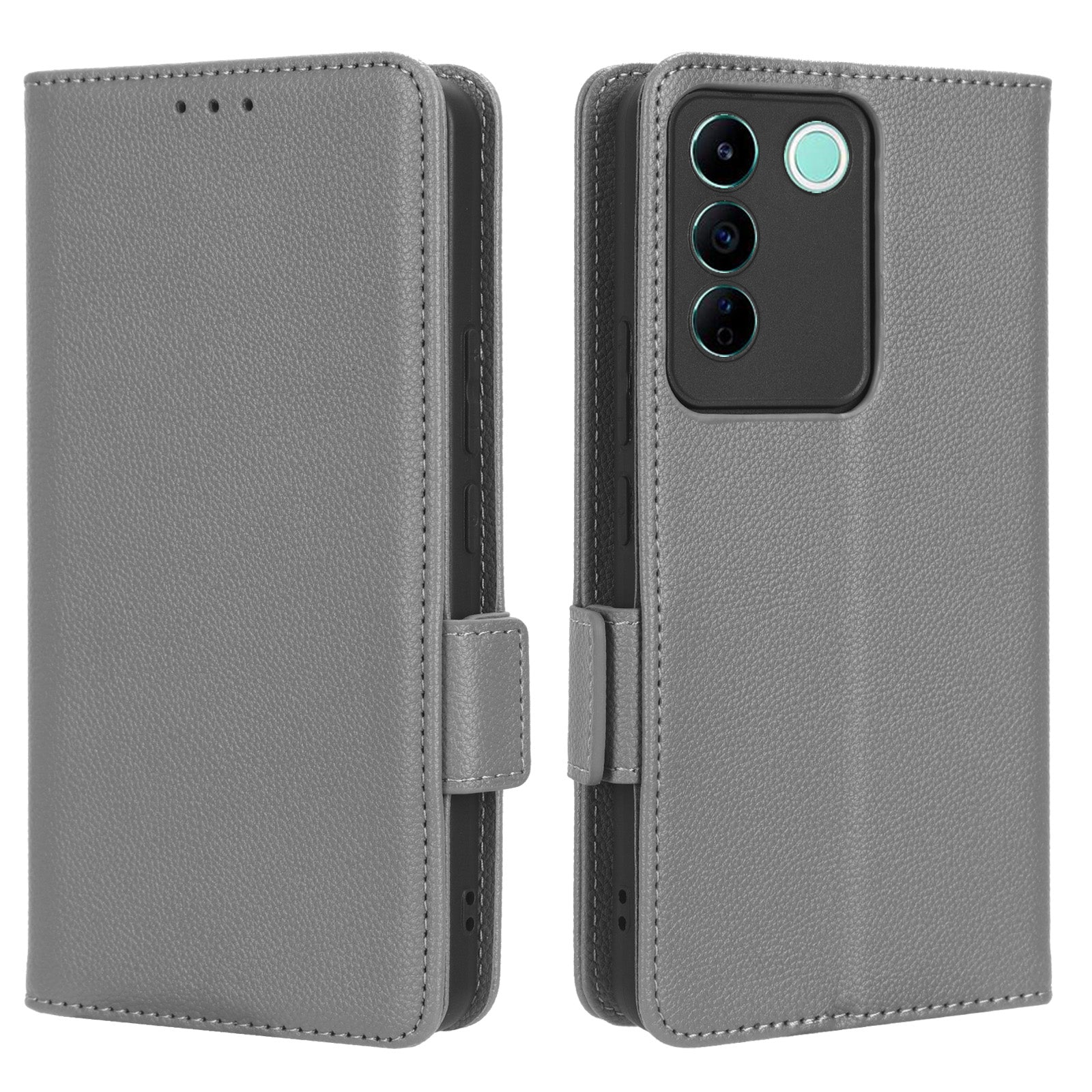 For vivo S16e 5G / V27e 4G Wallet Flip Case PU Leather Litchi Texture Stand Phone Cover with Strap