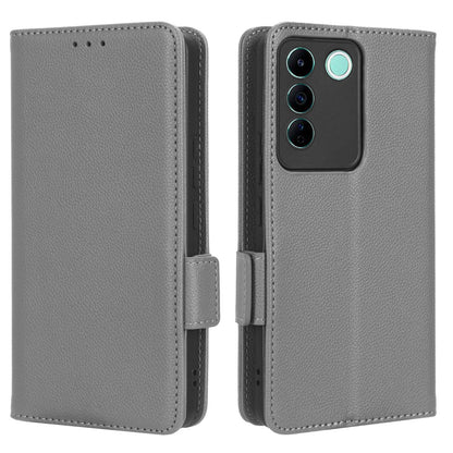 For vivo S16e 5G / V27e 4G Wallet Flip Case PU Leather Litchi Texture Stand Phone Cover with Strap