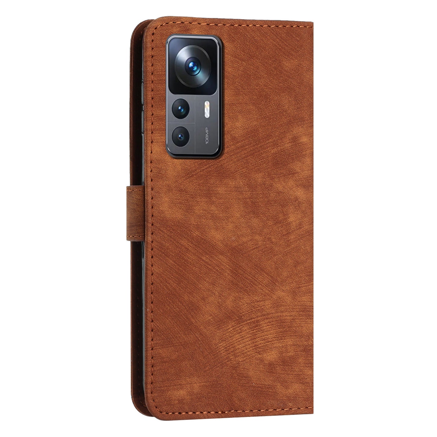For Xiaomi 12T 5G / 12T Pro 5G / Redmi K50 Ultra 5G Lines Imprint Anti-drop Phone Case Skin-touch Leather Wallet Cover with Stand