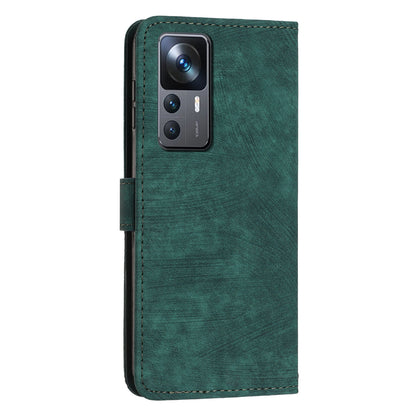 For Xiaomi 12T 5G / 12T Pro 5G / Redmi K50 Ultra 5G Lines Imprint Anti-drop Phone Case Skin-touch Leather Wallet Cover with Stand