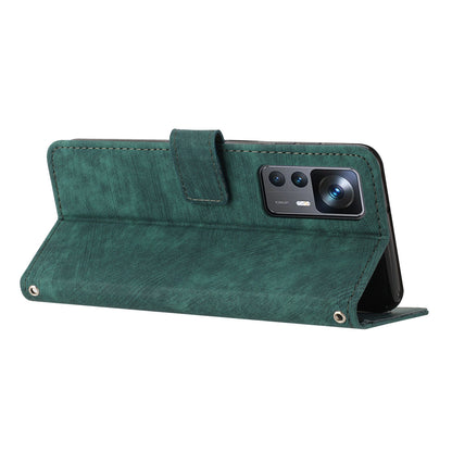 For Xiaomi 12T 5G / 12T Pro 5G / Redmi K50 Ultra 5G Lines Imprint Anti-drop Phone Case Skin-touch Leather Wallet Cover with Stand