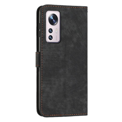 or Xiaomi 12 Lite 5G Skin-touch Lines Imprint Phone Case Leather Wallet Flip Stand Mobile Cover