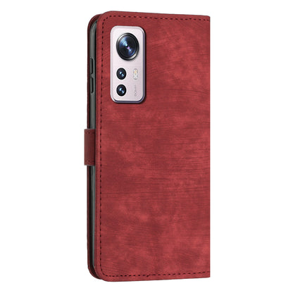 or Xiaomi 12 Lite 5G Skin-touch Lines Imprint Phone Case Leather Wallet Flip Stand Mobile Cover