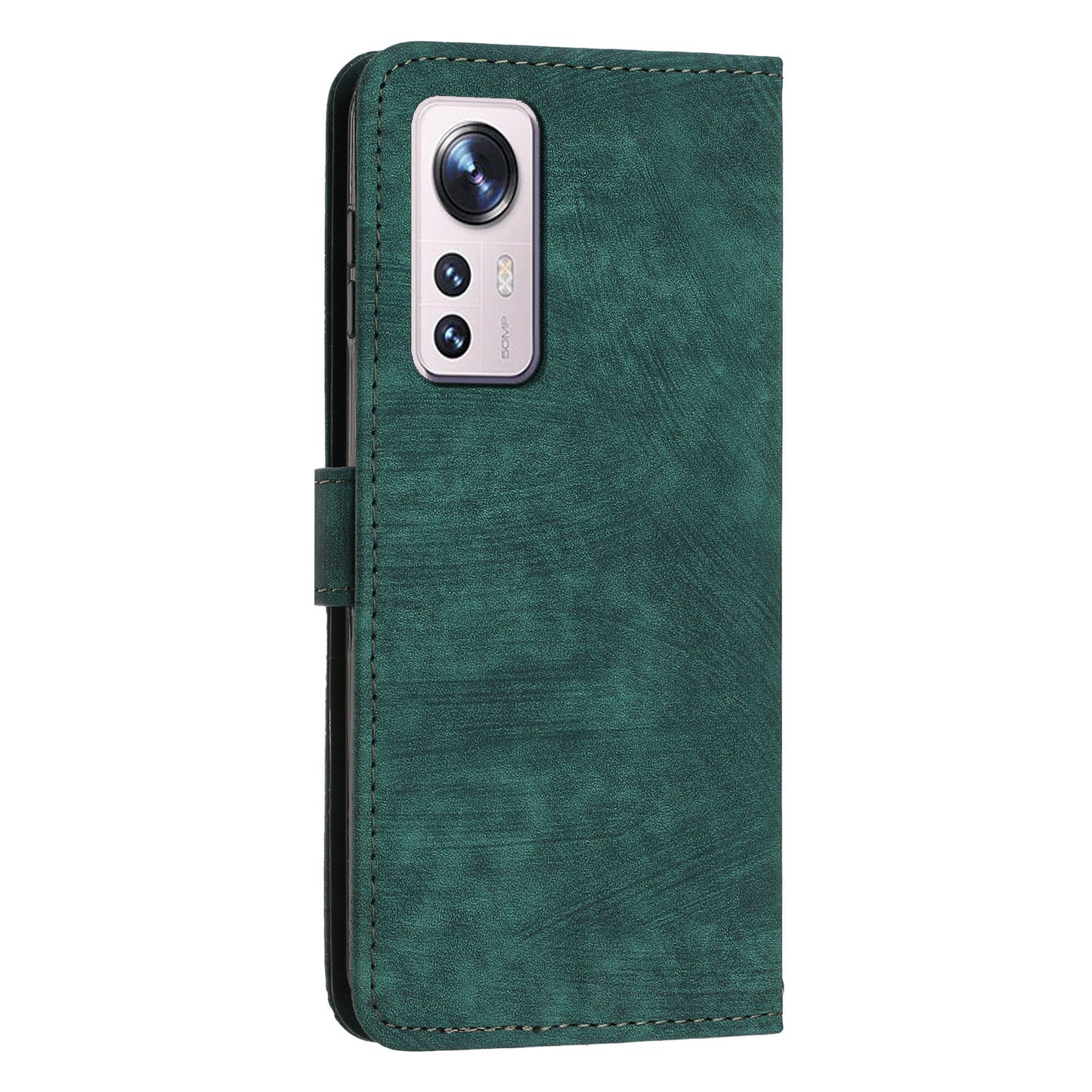 or Xiaomi 12 Lite 5G Skin-touch Lines Imprint Phone Case Leather Wallet Flip Stand Mobile Cover