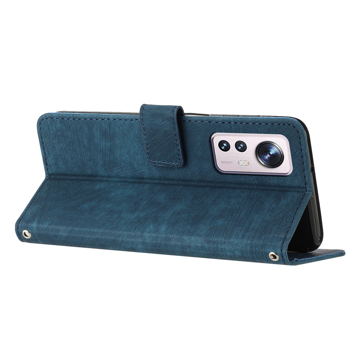 or Xiaomi 12 Lite 5G Skin-touch Lines Imprint Phone Case Leather Wallet Flip Stand Mobile Cover