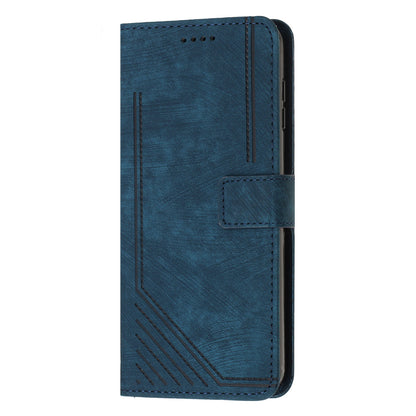 For Xiaomi 11 Lite 5G NE / Mi 11 Lite 4G / 5G Drop-proof Leather Wallet Shell Lines Imprint Skin-touch Folding Stand Phone Case