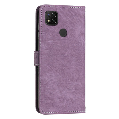 For Xiaomi Poco C31 / Redmi 10A / 9C / 9C NFC Lines Imprint Phone Case Leather Wallet Stand Drop-proof Cover