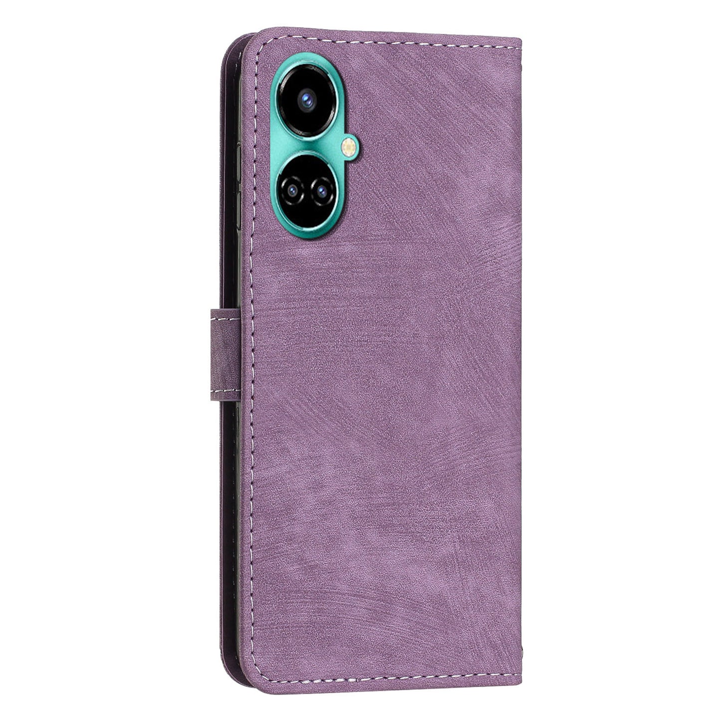 PU Leather Folio Flip Case for Tecno Camon 19 4G / 19 Pro 4G / 5G , Lines Imprinted Stand Wallet Phone Cover