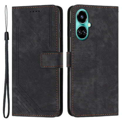 For Tecno Camon 19 4G / 19 Pro 4G / 19 Pro 5G Leather Phone Cover Stand Skin-touch Lines Imprinted Wallet Case