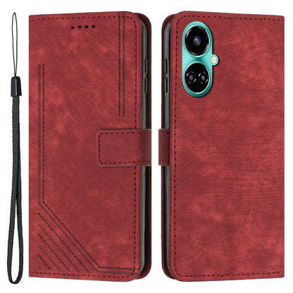 For Tecno Camon 19 4G / 19 Pro 4G / 19 Pro 5G Leather Phone Cover Stand Skin-touch Lines Imprinted Wallet Case