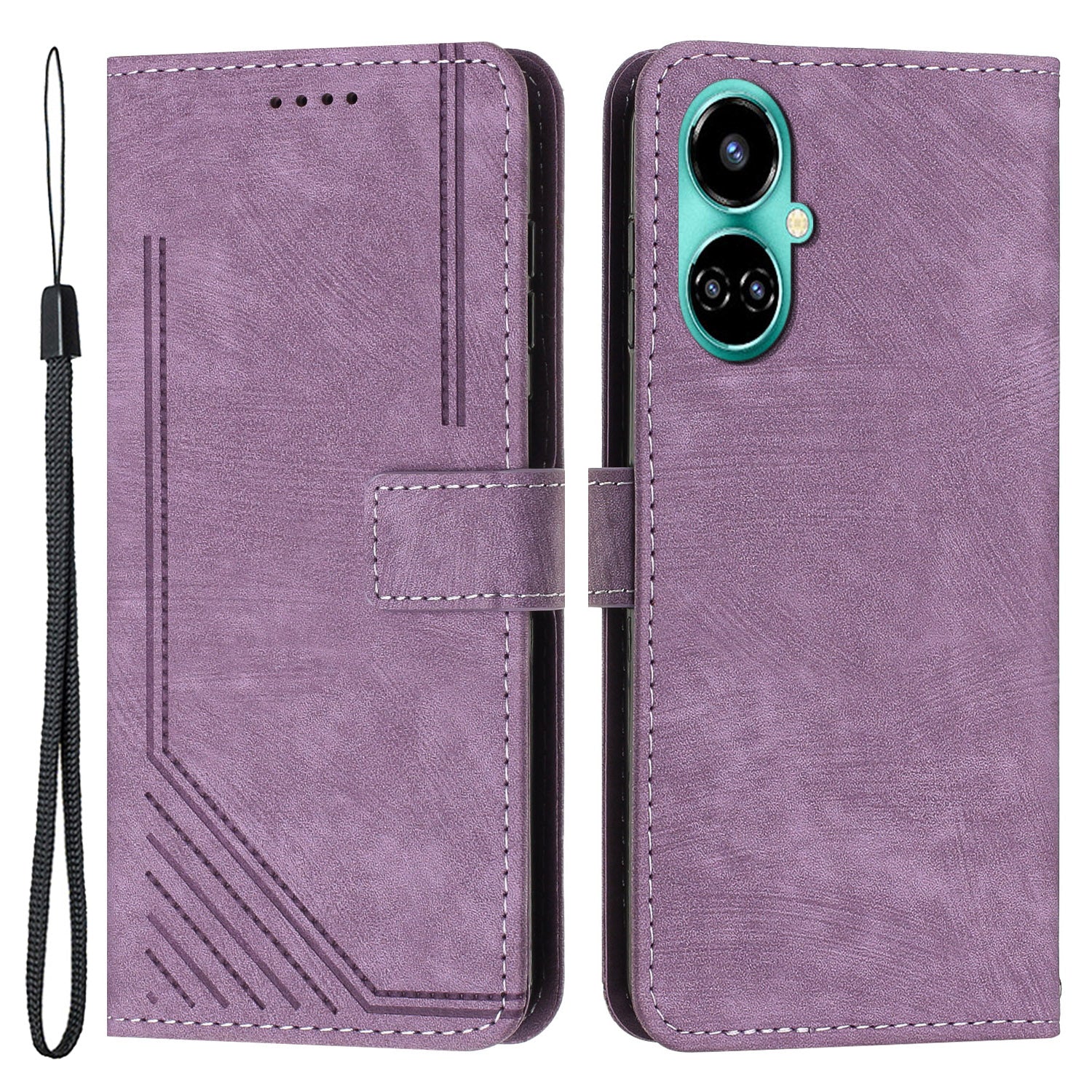 For Tecno Camon 19 4G / 19 Pro 4G / 19 Pro 5G Leather Phone Cover Stand Skin-touch Lines Imprinted Wallet Case
