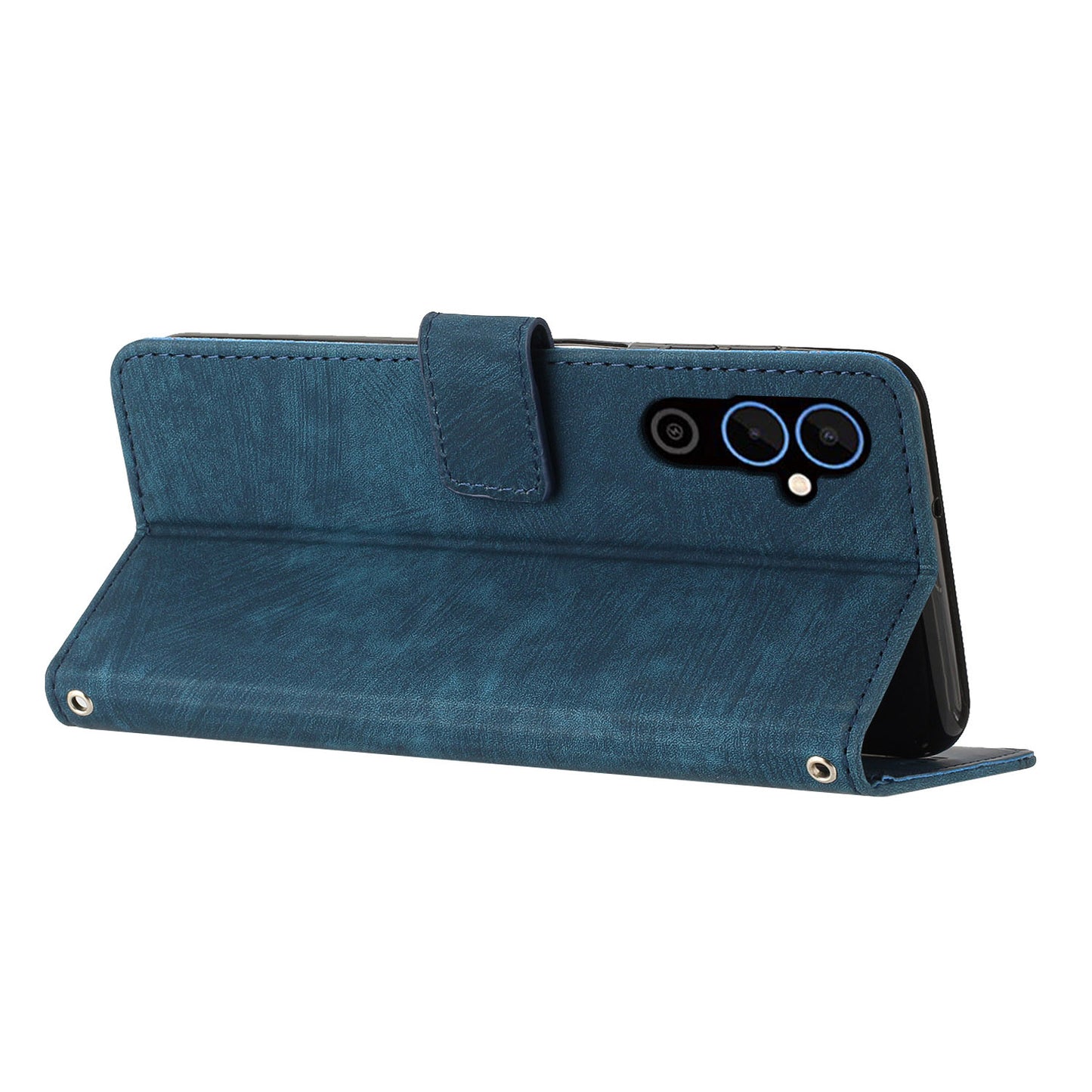 For Tecno Pova 4 4G Wallet Stand PU Leather Case Skin-touch Lines Imprinted Phone Cover