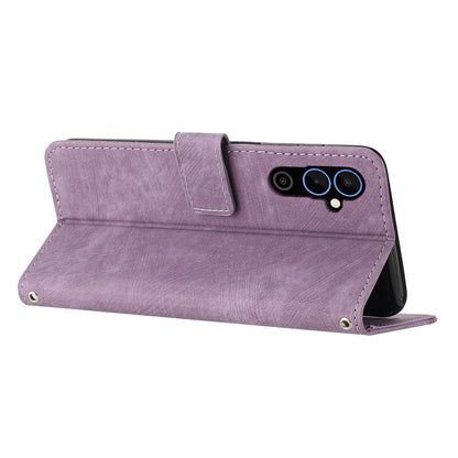 For Tecno Pova 4 4G Wallet Stand PU Leather Case Skin-touch Lines Imprinted Phone Cover