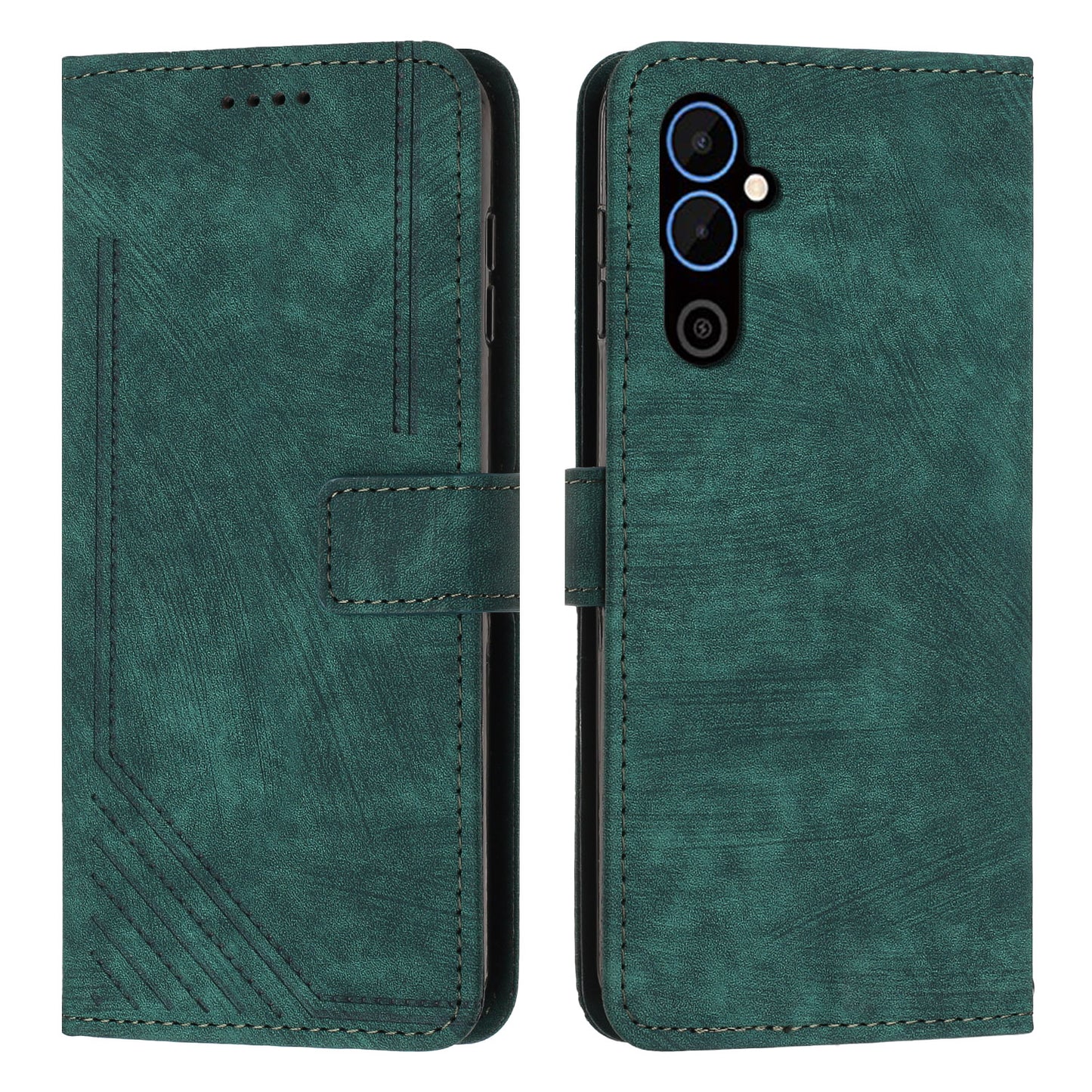 For Tecno Pova 4 4G PU Leather Flip Cell Phone Case Lines Imprinted Stand Wallet Skin-touch Protective Cover