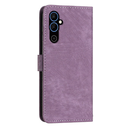 For Tecno Pova 4 4G PU Leather Flip Cell Phone Case Lines Imprinted Stand Wallet Skin-touch Protective Cover