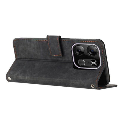 For Tecno Spark Go 2023 4G / Pop 7 Pro 4G / Smart 7 4G X6515 Skin-touch Phone Leather Case Wallet Lines Imprinted Stand Cover