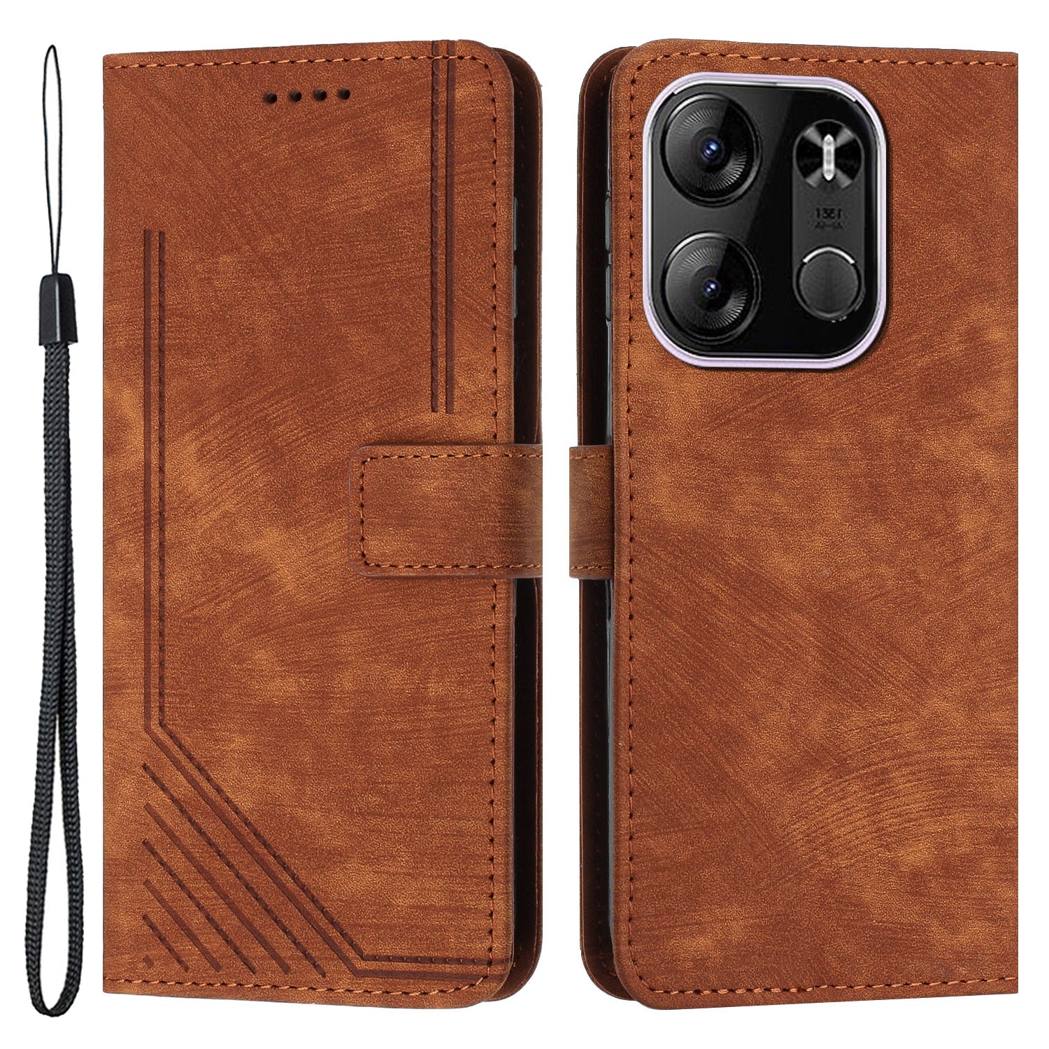 For Tecno Spark Go 2023 4G / Pop 7 Pro 4G / Smart 7 4G X6515 Skin-touch Phone Leather Case Wallet Lines Imprinted Stand Cover