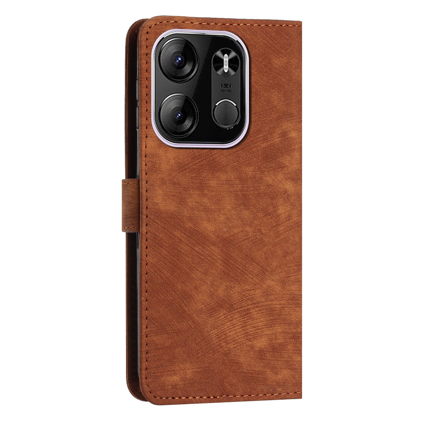 For Tecno Spark Go 2023 4G / Pop 7 Pro 4G / Smart 7 4G X6515 Skin-touch Phone Leather Case Wallet Lines Imprinted Stand Cover