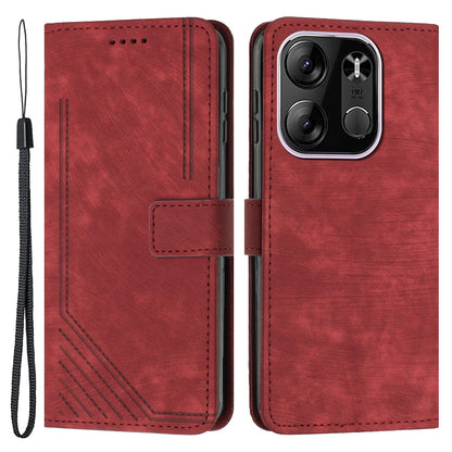 For Tecno Spark Go 2023 4G / Pop 7 Pro 4G / Smart 7 4G X6515 Skin-touch Phone Leather Case Wallet Lines Imprinted Stand Cover