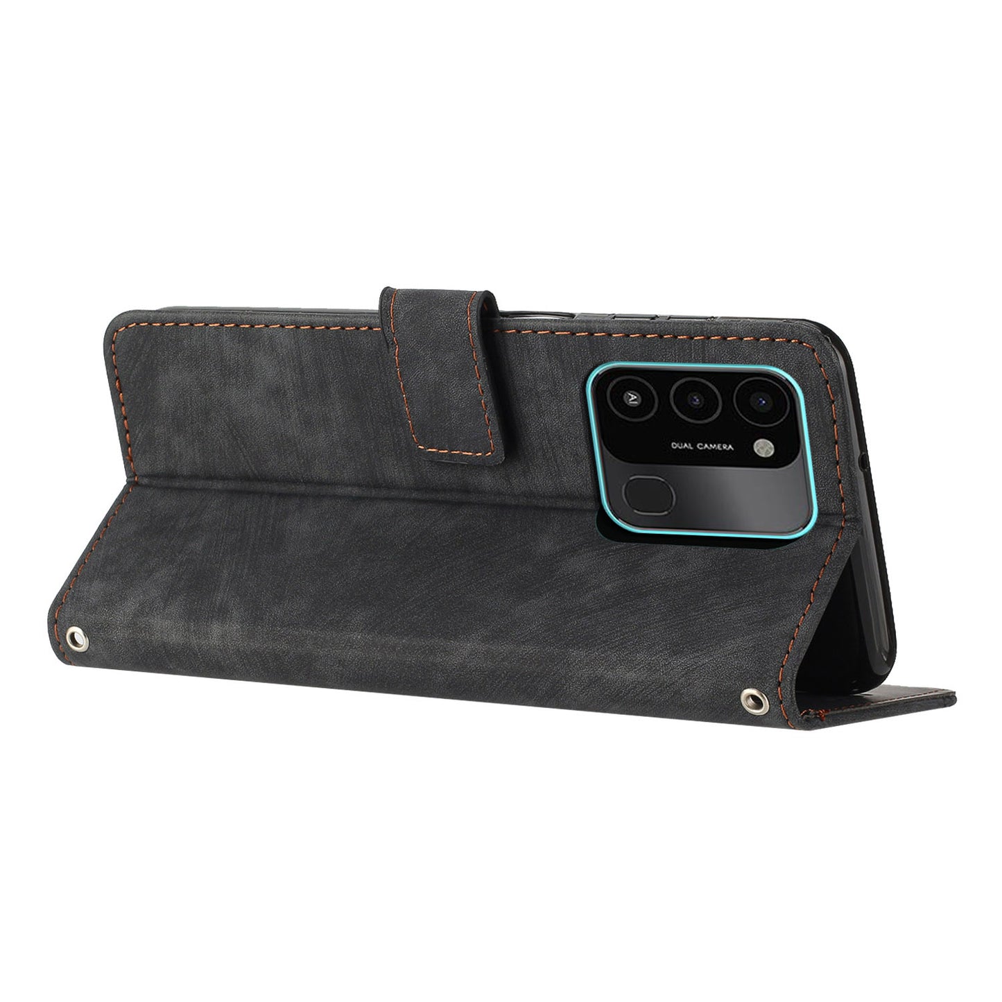 For Tecno Spark Go 2022/8C 4G Skin-touch Wallet Flip Cover Lines Imprinted Stand Phone Leather Case